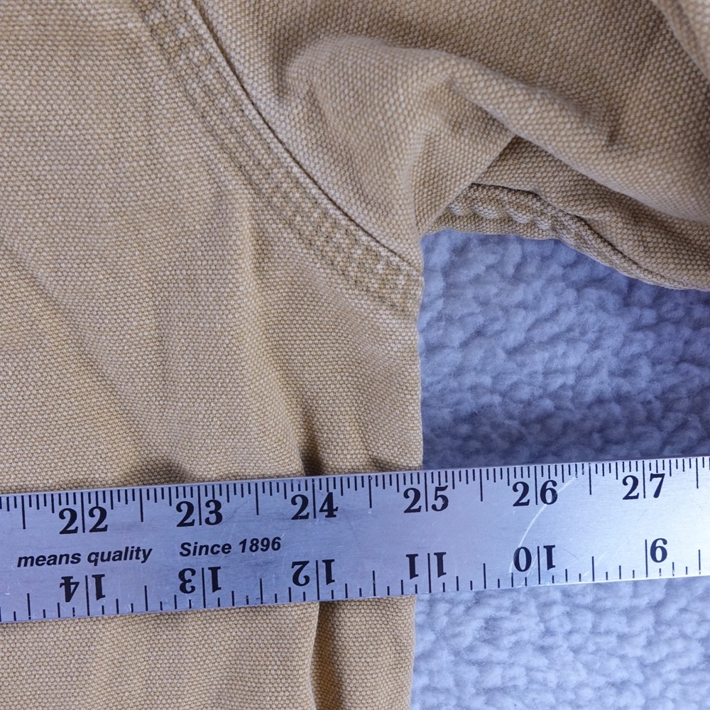 LL Bean Mens Large Flannel Lined Canvas Field Shirt Tan Plaid Snap‎ Front - Picture 9 of 10